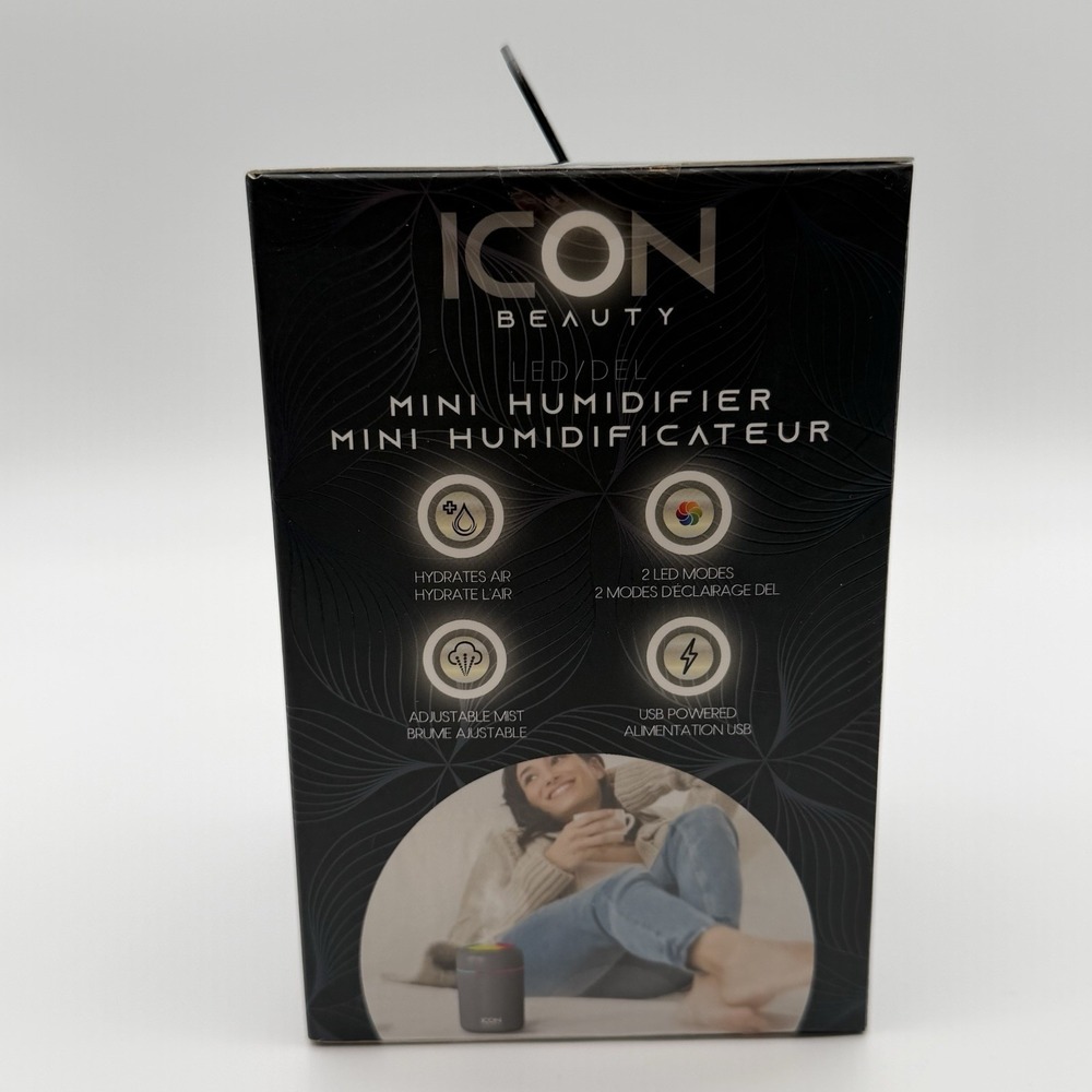 ICON Beauty LED Mini Humidifier USB Powered 2 LED Modes Gray NIB - Picture 4 of 14
